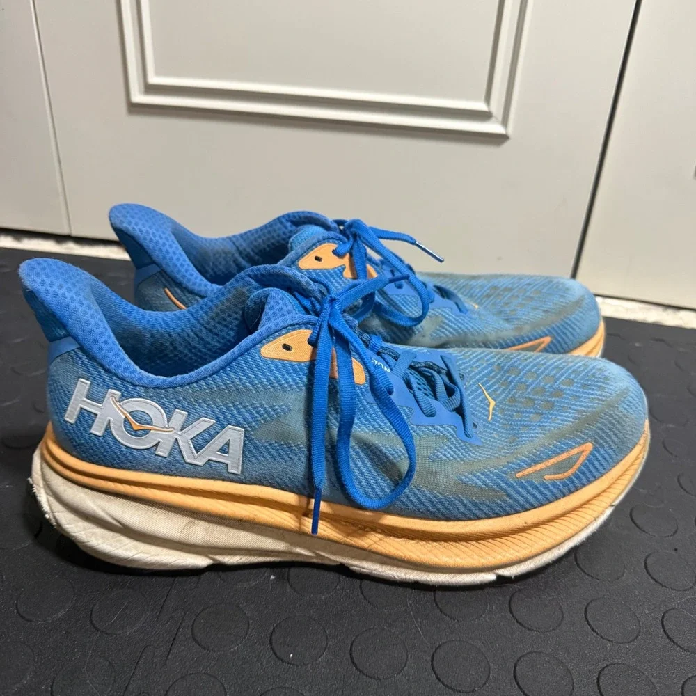 Hoka One One Clifton 9 Mens Running Shoes Blue Orange Size 10.5 D